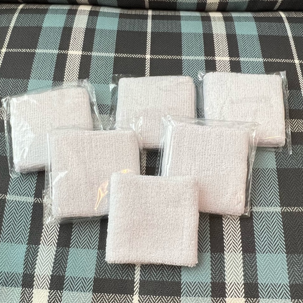 Sweatband Wrist Bands Set of 6 White